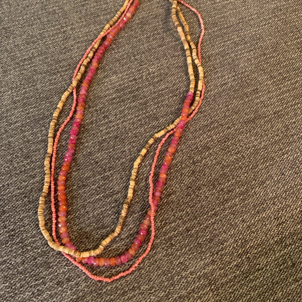 J. Jill Pink and Brown Layered Necklace